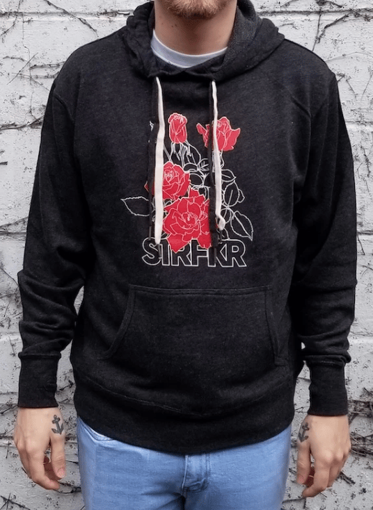 Black hoodie sale red roses